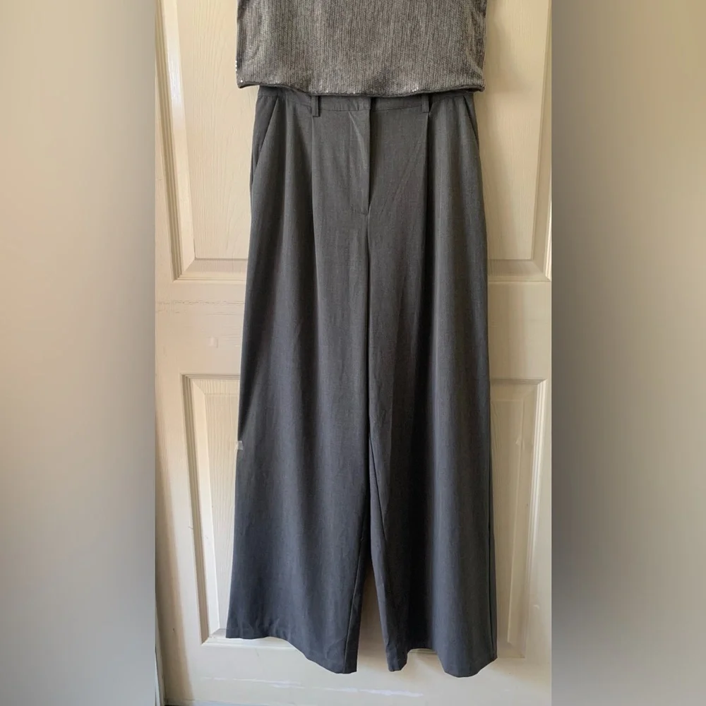 Christian Lacroix Women Grey Wide Leg Pants and Sequin Top, Two pieces set. M - Picture 8 of 16